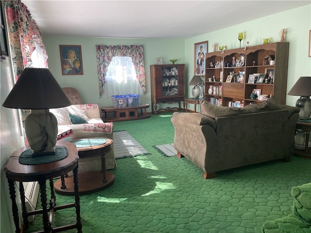 living room featuring carpet