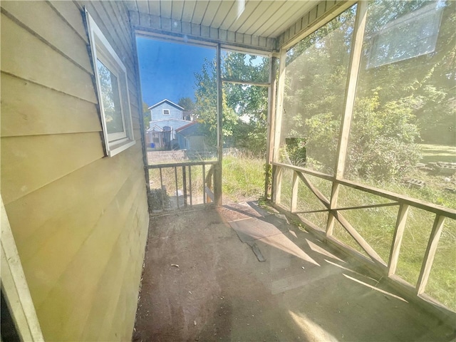 view of unfurnished sunroom