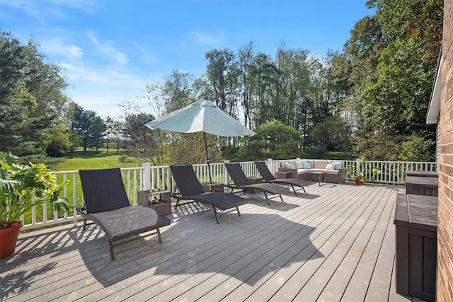 deck featuring an outdoor living space