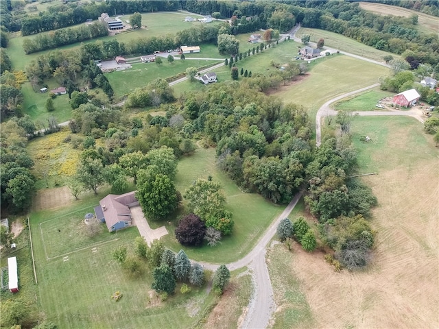 aerial view featuring a rural view