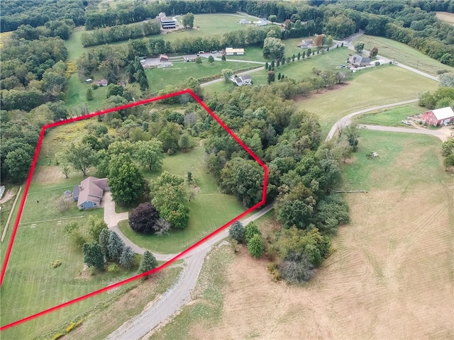 aerial view with a rural view