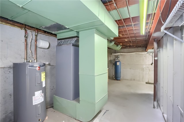 basement with electric water heater