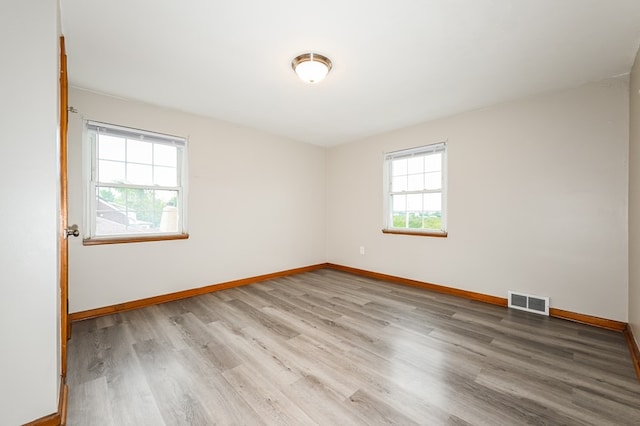 spare room featuring wood-type flooring and a wealth of natural light