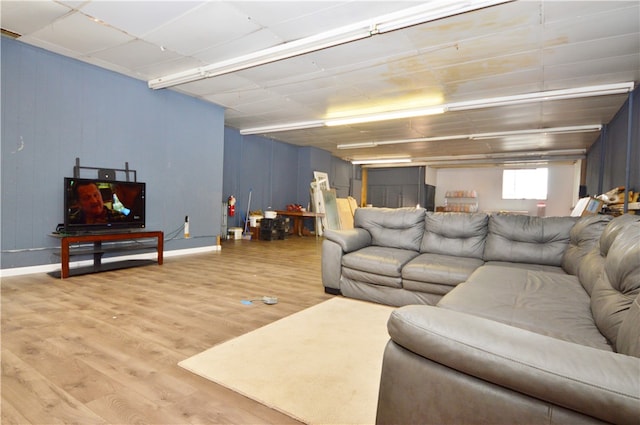 living room with hardwood / wood-style floors