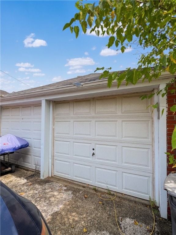 view of garage