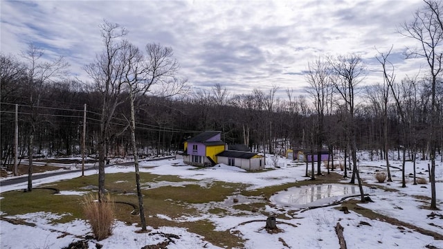 view of yard covered in snow