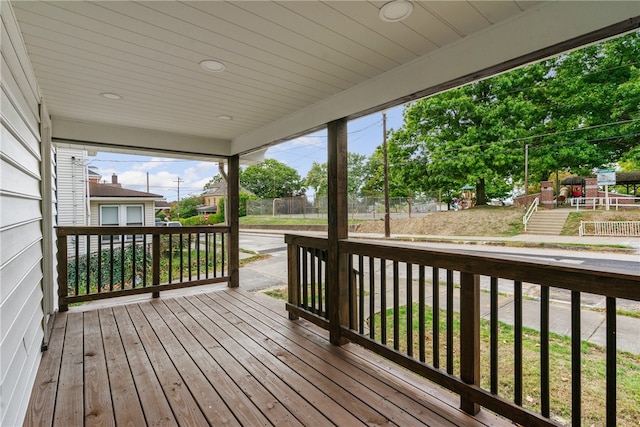 deck with a porch