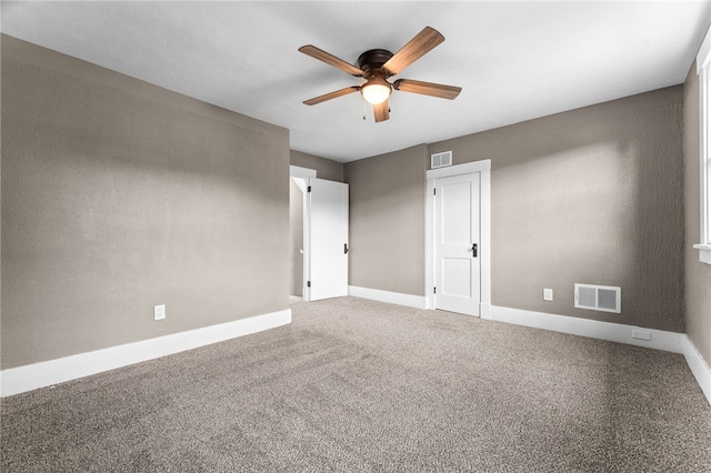 interior space featuring ceiling fan