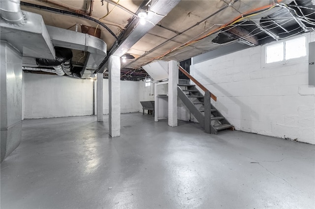 basement with electric panel