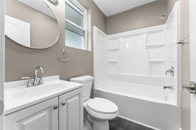 full bathroom with tile patterned flooring, vanity, toilet, and shower / bath combination