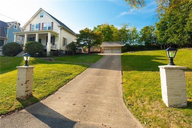 bungalow-style house with a front yard and a porch