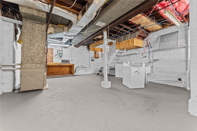 basement with independent washer and dryer