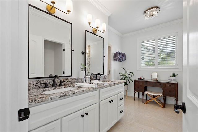 bathroom featuring vanity and crown molding