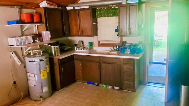 kitchen featuring water heater and sink