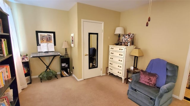 sitting room with light carpet