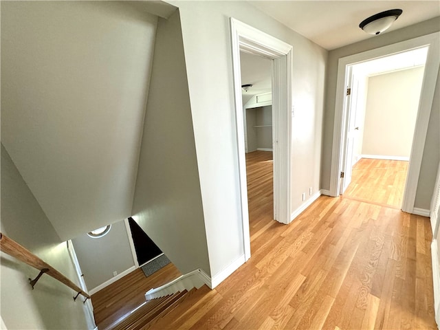 corridor featuring light wood-type flooring