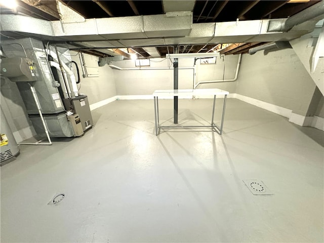 basement with heating unit