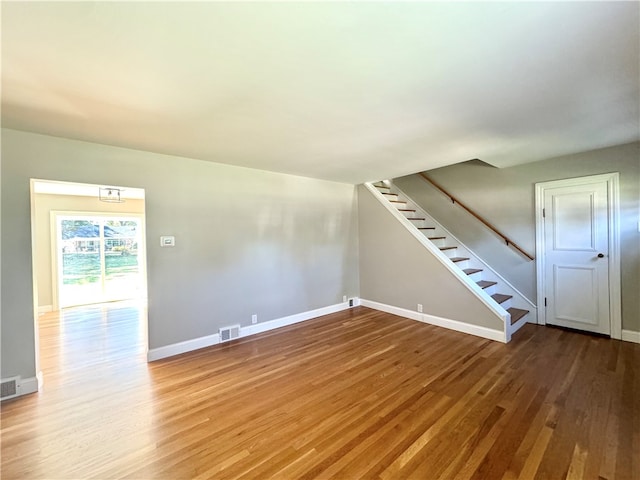 unfurnished living room featuring wood-type flooring