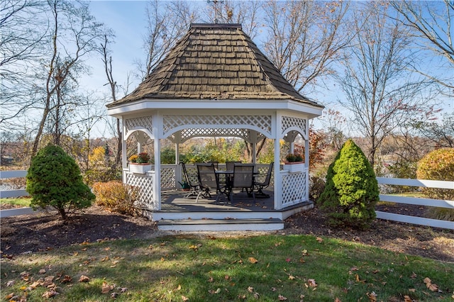 exterior space featuring a gazebo