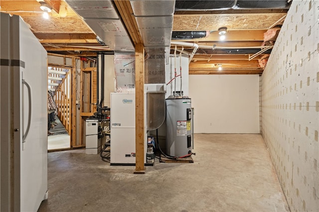 basement featuring water heater