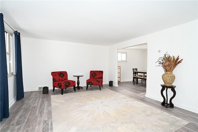 sitting room featuring wood-type flooring