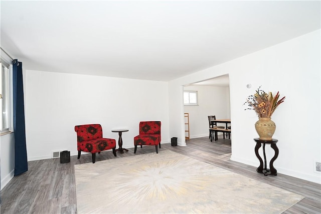 sitting room featuring wood-type flooring