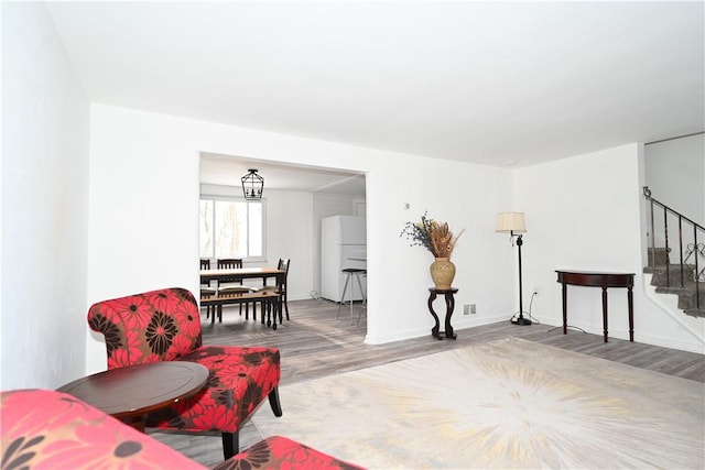 living room featuring wood-type flooring