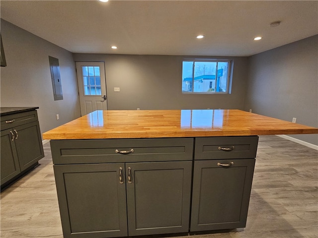 101 Main, St, PA 16050 - kitchen featuring gray cabinets, wooden counters, and a kitchen island