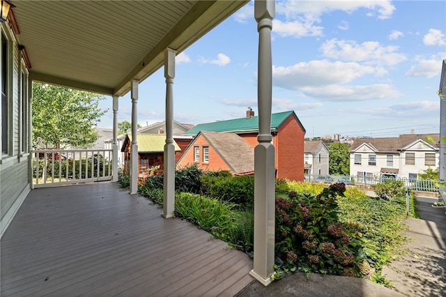 wooden deck with covered porch