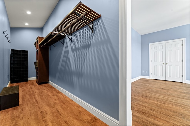 spacious closet with hardwood / wood-style flooring