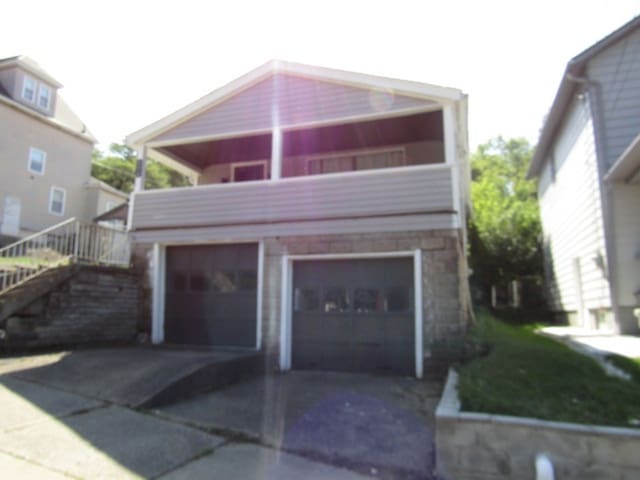 exterior space with a garage