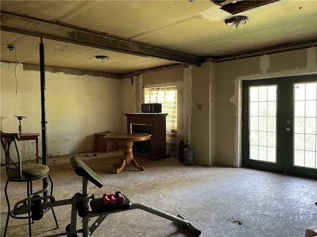 interior space featuring french doors