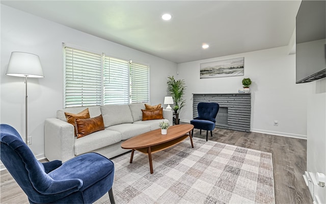 living room with light wood-type flooring