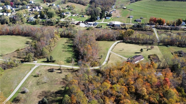 birds eye view of property featuring a rural view