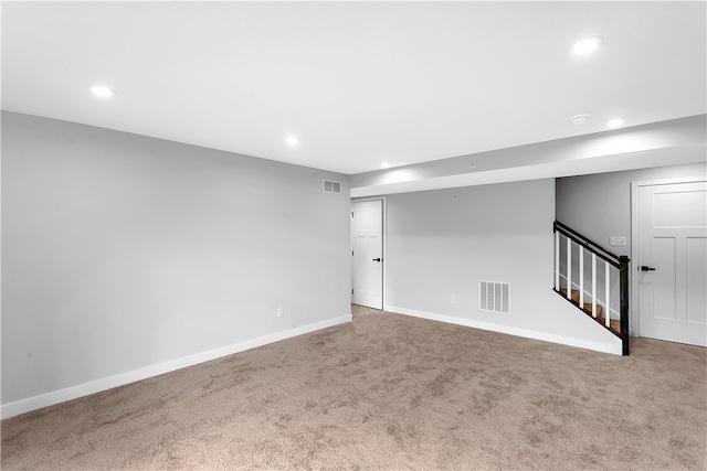 basement with carpet floors