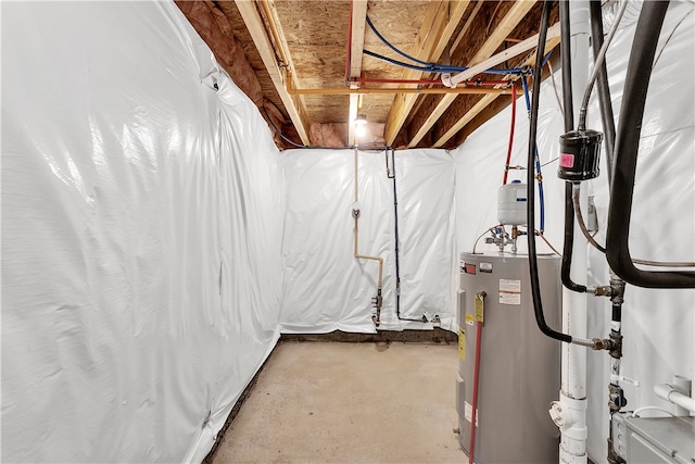 basement with water heater