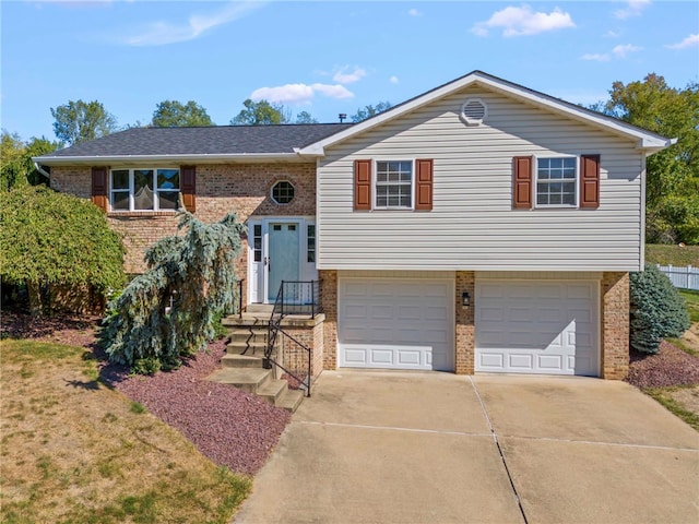 bi-level home with a garage