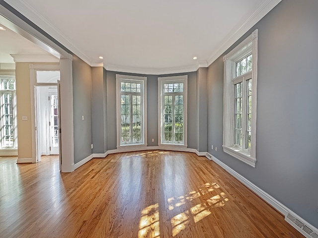 unfurnished room featuring light hardwood / wood-style flooring and a healthy amount of sunlight