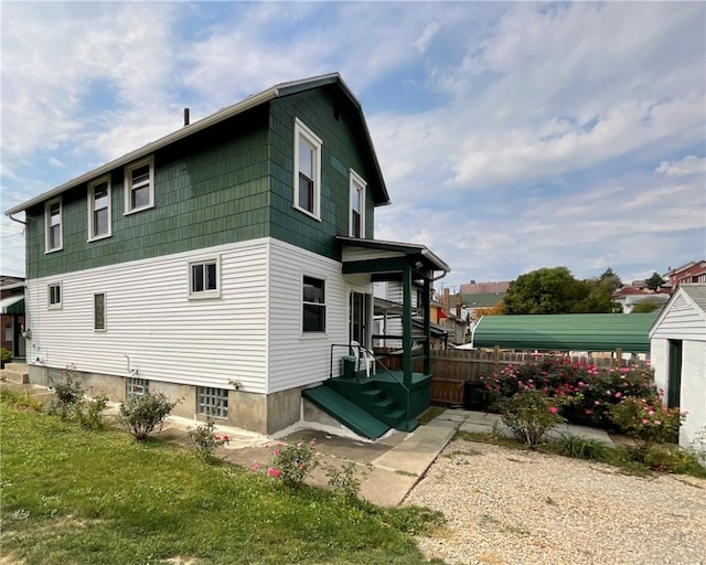 view of property exterior featuring a yard