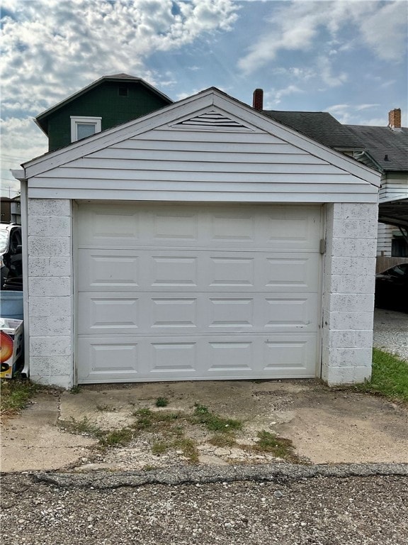 view of garage