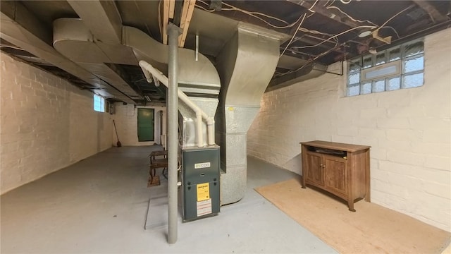 basement with heating unit