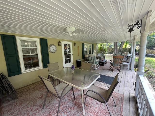 view of patio featuring a deck and ceiling fan