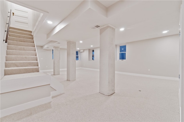 basement featuring carpet floors