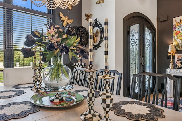 dining room featuring a chandelier