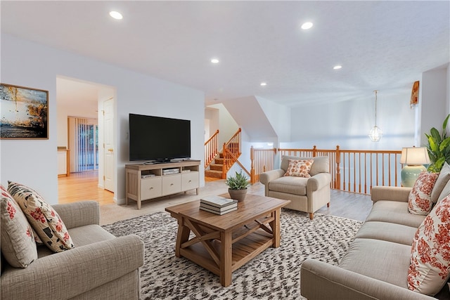 living room featuring light wood-type flooring