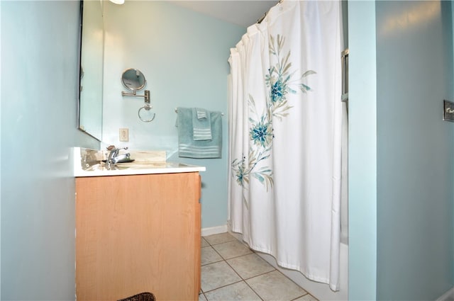 bathroom featuring vanity and tile patterned floors