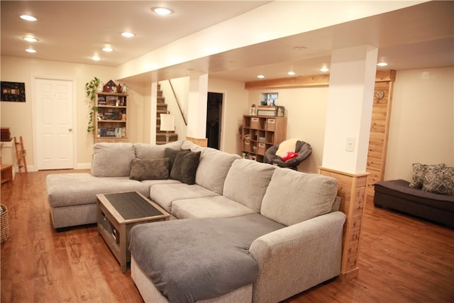 living room with hardwood / wood-style floors