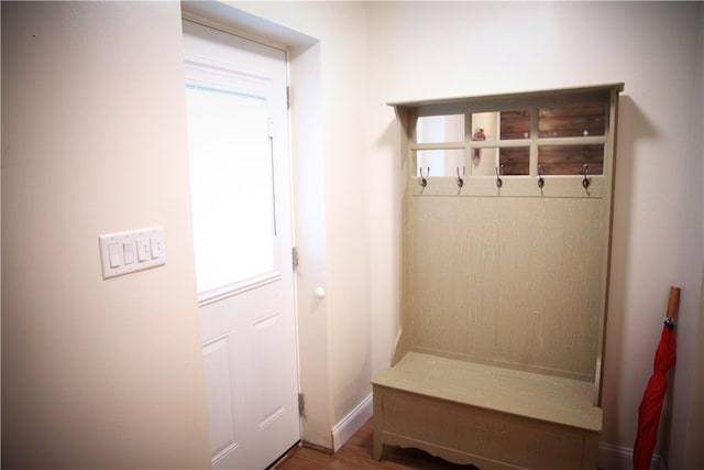 mudroom featuring hardwood / wood-style floors