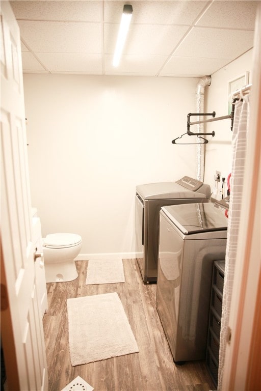 laundry room featuring light hardwood / wood-style flooring and independent washer and dryer