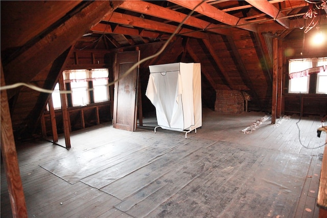 view of unfinished attic